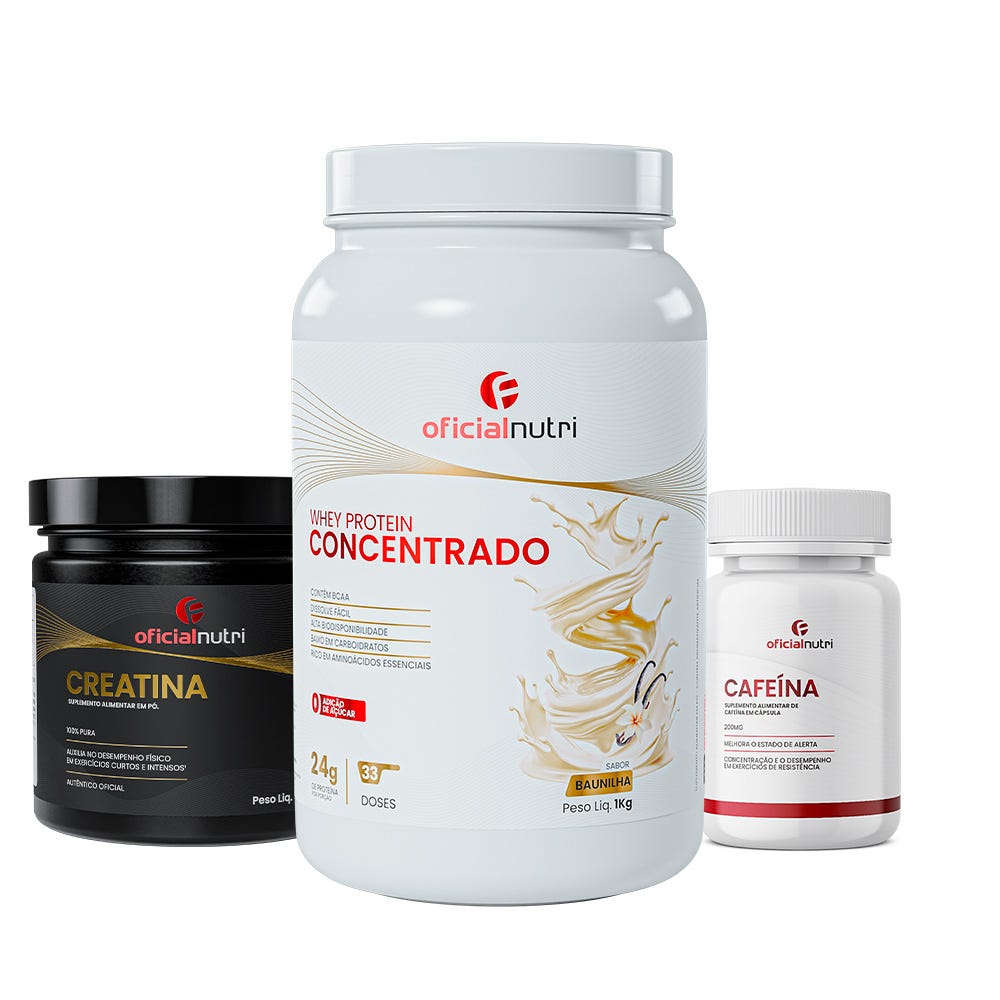 Creatina 300g + Cafeína 200mg + Whey Protein Concentrado
