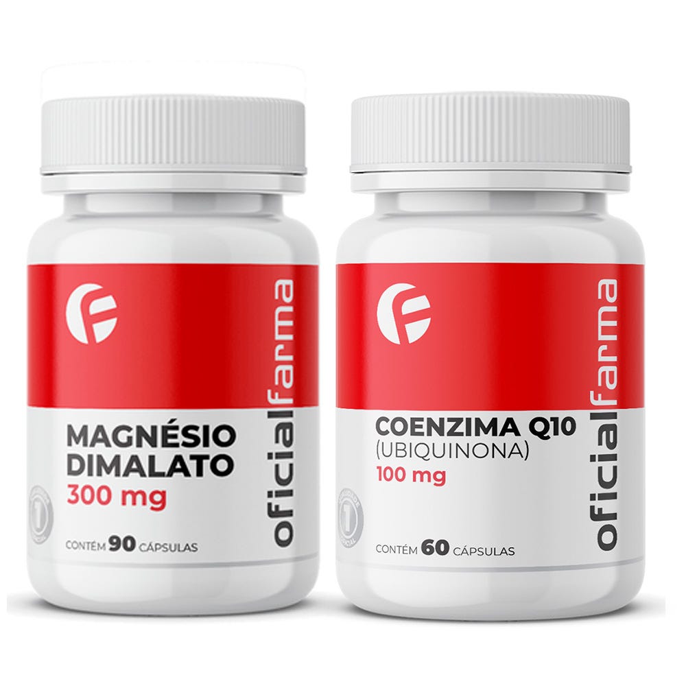 Magnésio Dimalato 300mg 90 Cápsulas + Coenzima Q10 100mg 60 Cápsulas