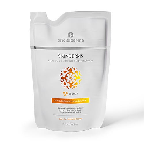 Refil Skinderms Espuma de Limpeza Facial e Demaquilante Pouch 150mL 